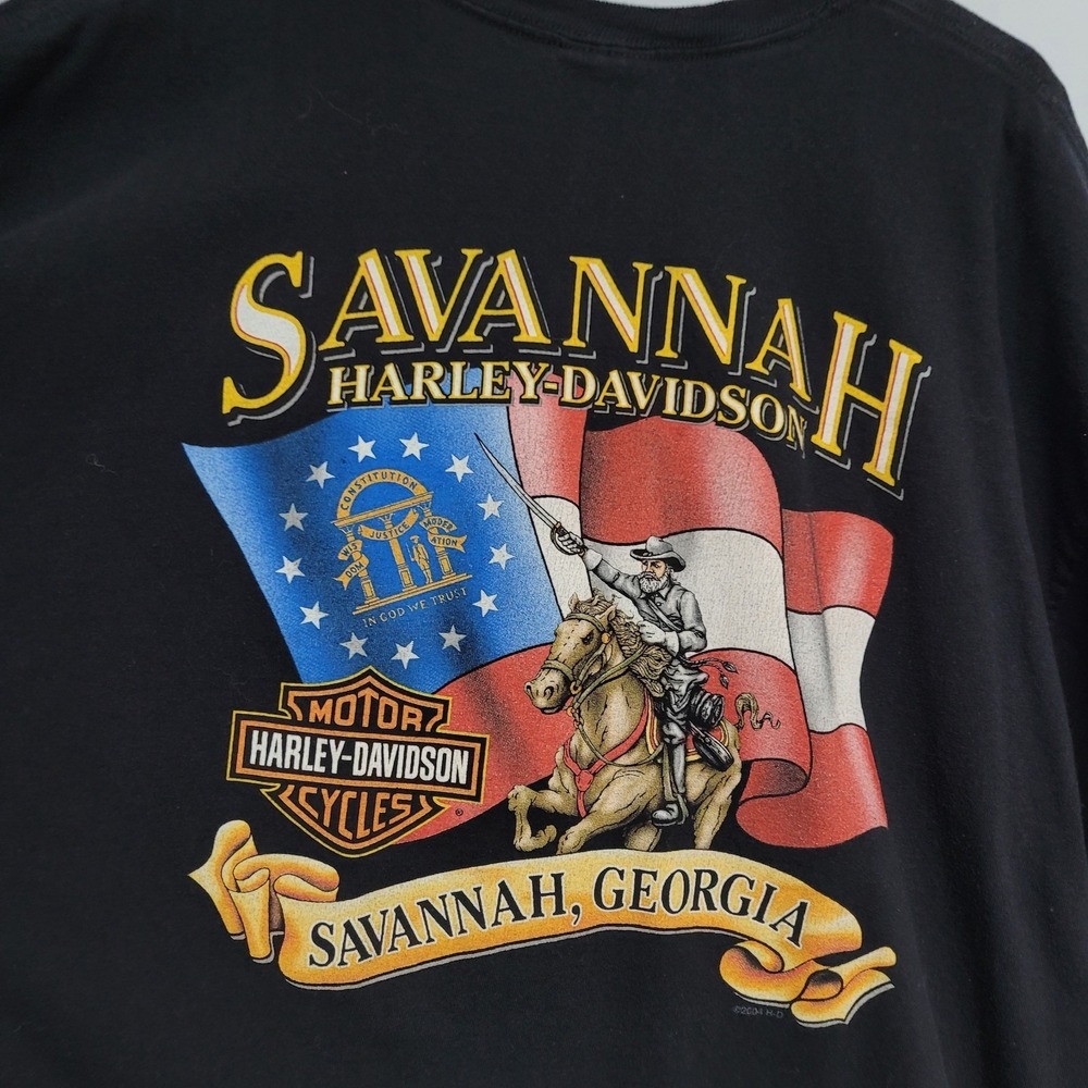 Harley Davidson Mens Shirt 2XL Christmas Lights‎ Savannah Georgia Black Tee - Picture 5 of 6
